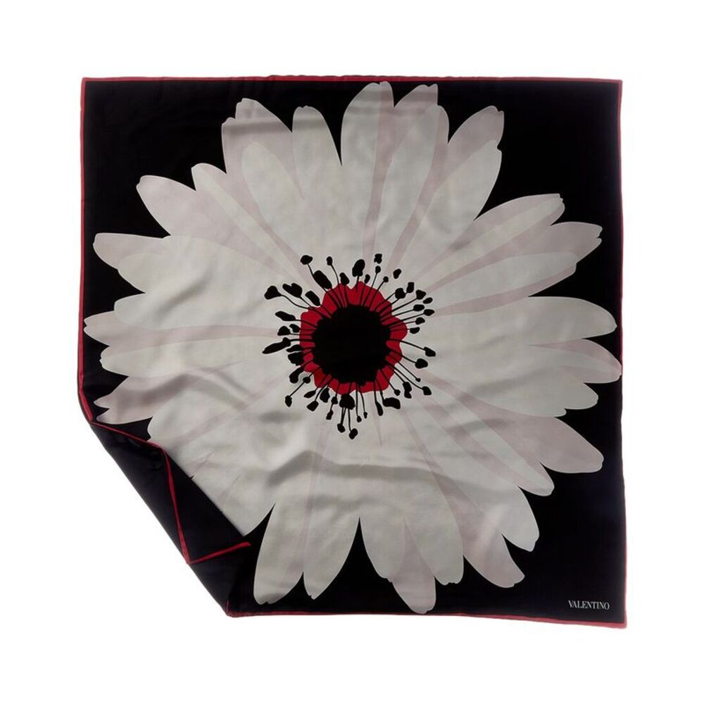 Valentino Padded Silk Scarf, Black